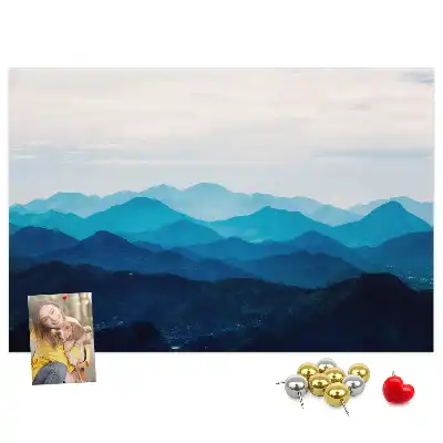 Tableau d'affichage en liège motif aquarelle montagnes