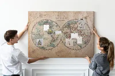 Tableau d’affichage en liège Monde globe carte