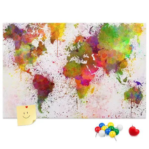 Tableau en liège déco Continents aquarelles picturaux