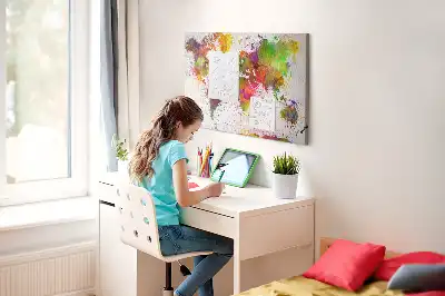 Tableau en liège déco Continents aquarelles picturaux