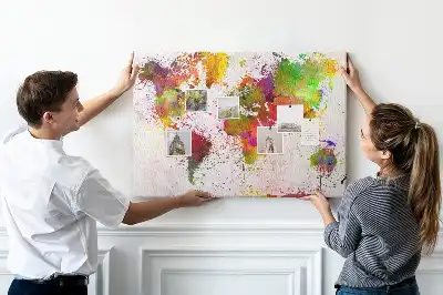Tableau en liège déco Continents aquarelles picturaux