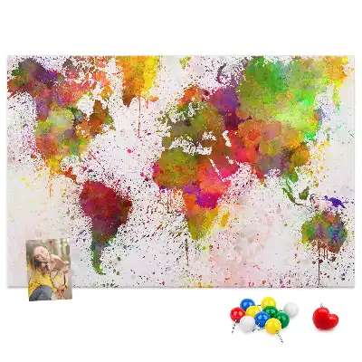 Tableau en liège déco Continents aquarelles picturaux