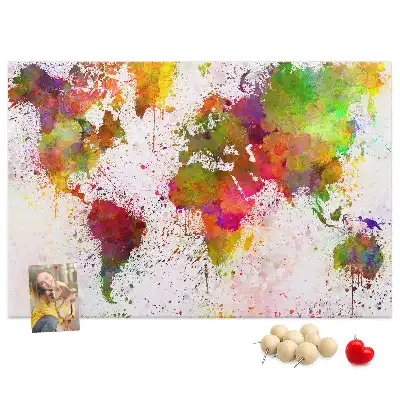 Tableau en liège déco Continents aquarelles picturaux