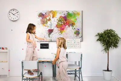 Tableau en liège déco Continents aquarelles picturaux