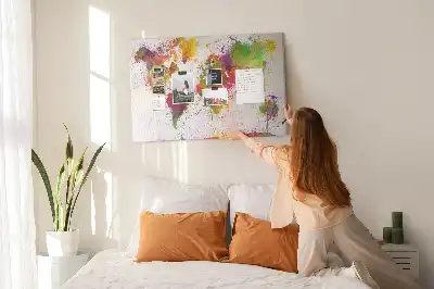 Tableau en liège déco Continents aquarelles picturaux