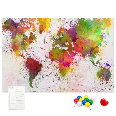 Tableau en liège déco Continents aquarelles picturaux