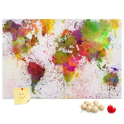 Tableau en liège déco Continents aquarelles picturaux