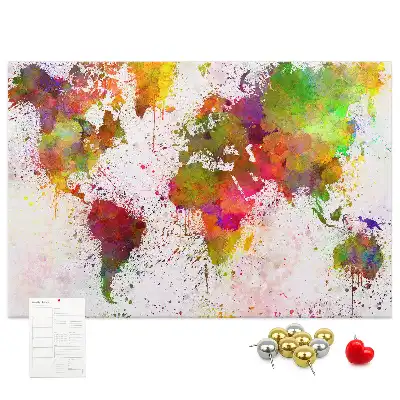 Tableau en liège déco Continents aquarelles picturaux