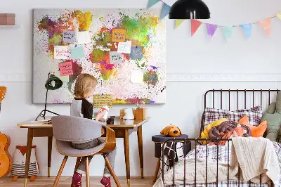 Tableau en liège déco Continents aquarelles picturaux