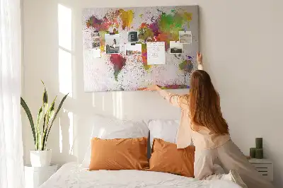 Tableau en liège déco Continents aquarelles picturaux