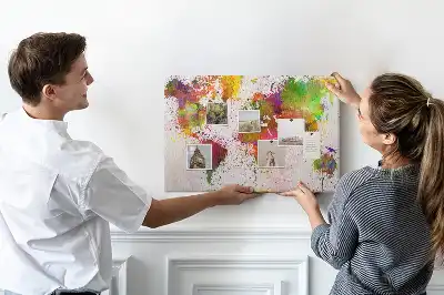 Tableau en liège déco Continents aquarelles picturaux