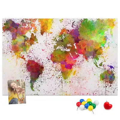 Tableau en liège déco Continents aquarelles picturaux