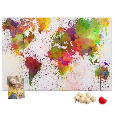 Tableau en liège déco Continents aquarelles picturaux