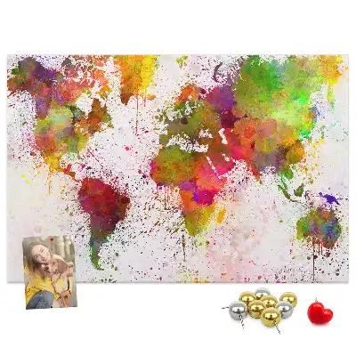 Tableau en liège déco Continents aquarelles picturaux
