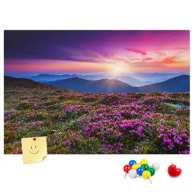Tableau de liège motif lever de soleil et fleurs