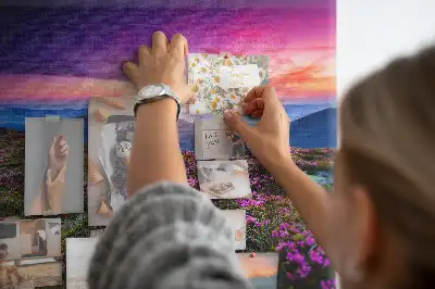 Tableau de liège motif lever de soleil et fleurs