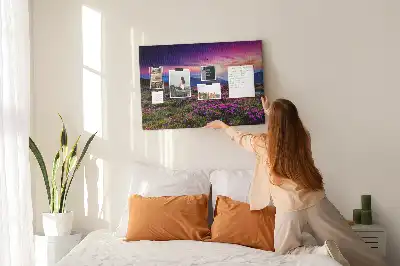 Tableau de liège motif lever de soleil et fleurs