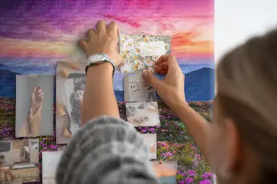 Tableau de liège motif lever de soleil et fleurs