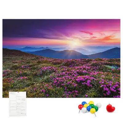 Tableau de liège motif lever de soleil et fleurs