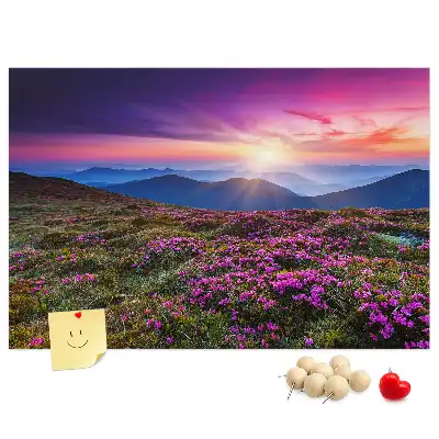 Tableau de liège motif lever de soleil et fleurs