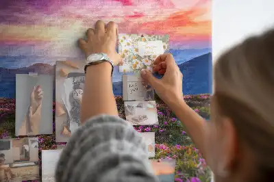 Tableau de liège motif lever de soleil et fleurs