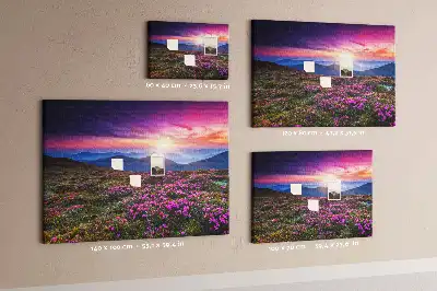 Tableau de liège motif lever de soleil et fleurs