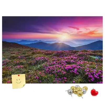 Tableau de liège motif lever de soleil et fleurs