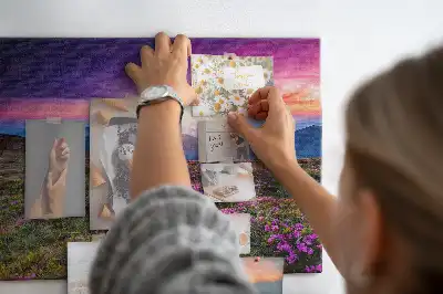 Tableau de liège motif lever de soleil et fleurs