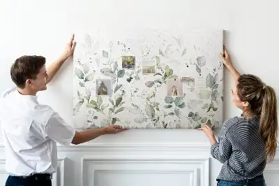 Tableau d’affichage en liège avec composition murale végétale