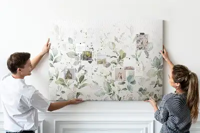 Tableau d’affichage en liège avec composition murale végétale