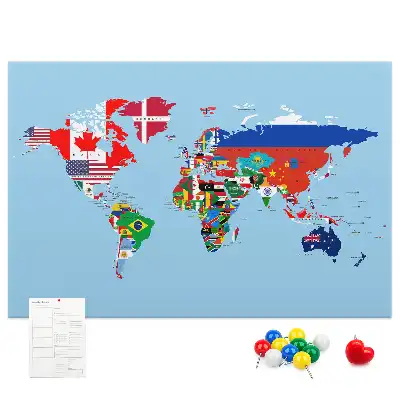 Tableau d’affichage en liège Pays avec bannières
