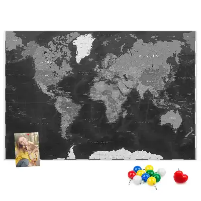 Tableau en liège décoratif motif globe noir