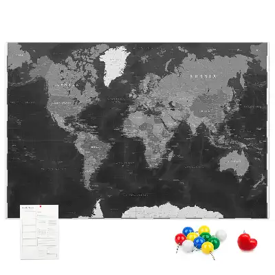 Tableau en liège décoratif motif globe noir