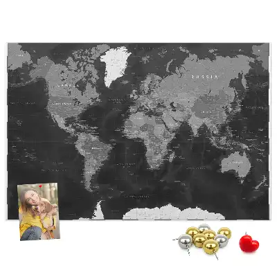 Tableau en liège décoratif motif globe noir