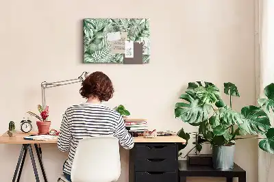 Tableau en liège motif botanique flore verte