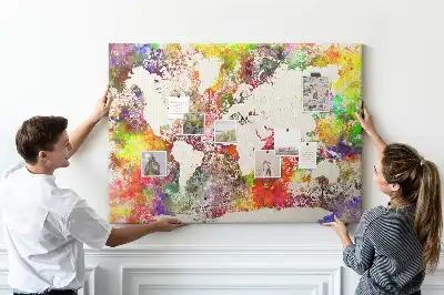 Tableau d'affichage en liège Continents d'eau flous