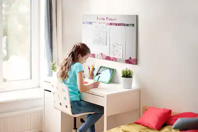 Tableau en liège déco Planificateur hebdomadaire fleurs