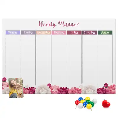 Tableau en liège déco Planificateur hebdomadaire fleurs