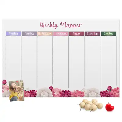 Tableau en liège déco Planificateur hebdomadaire fleurs