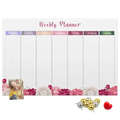 Tableau en liège déco Planificateur hebdomadaire fleurs