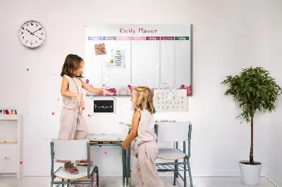 Tableau en liège déco Planificateur hebdomadaire fleurs