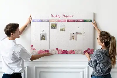 Tableau en liège déco Planificateur hebdomadaire fleurs