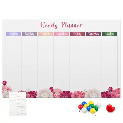 Tableau en liège déco Planificateur hebdomadaire fleurs