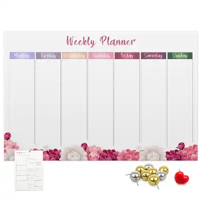Tableau en liège déco Planificateur hebdomadaire fleurs