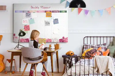 Tableau en liège déco Planificateur hebdomadaire fleurs
