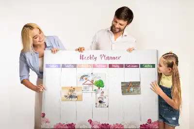 Tableau en liège déco Planificateur hebdomadaire fleurs