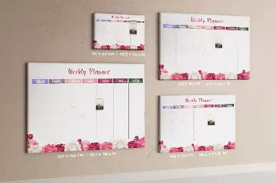 Tableau en liège déco Planificateur hebdomadaire fleurs