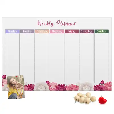 Tableau en liège déco Planificateur hebdomadaire fleurs