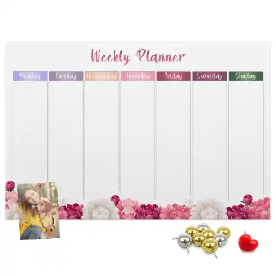 Tableau en liège déco Planificateur hebdomadaire fleurs