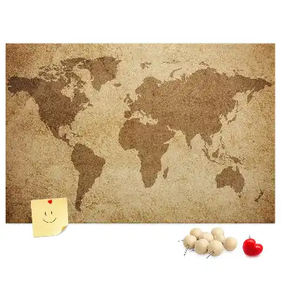 Tableau d’affichage en liège motif carte du monde ancienne